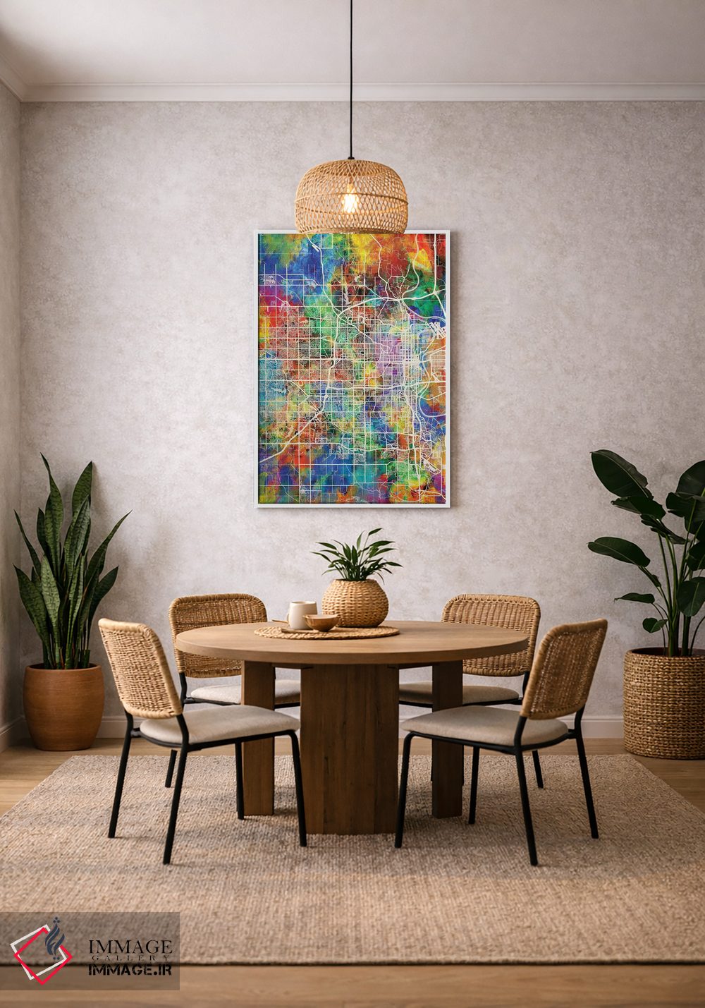 تابلو دکوراتیو نقشه شهر اوماها نبراسکا I اثر مایکل تامپست - D1W