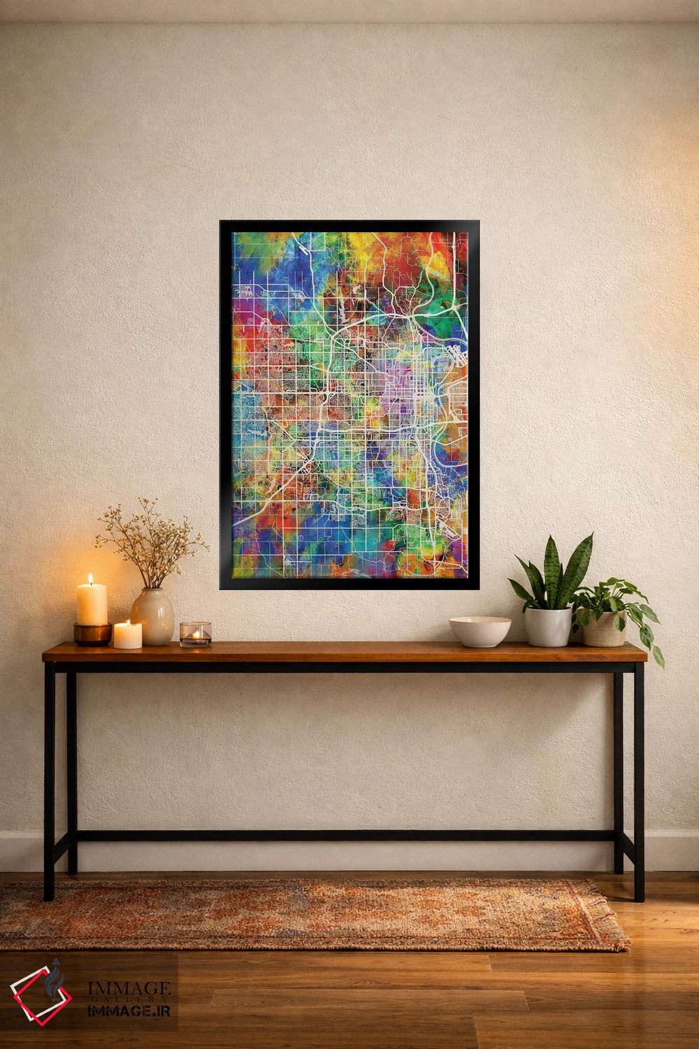 تابلو دکوراتیو نقشه شهر اوماها نبراسکا I اثر مایکل تامپست - D4B