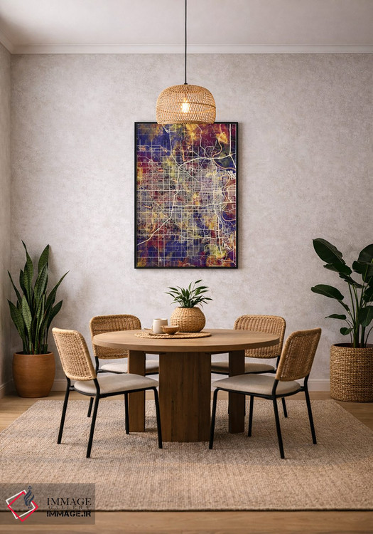 تابلو دکوراتیو نقشه شهر اوماها نبراسکا II اثر مایکل تامپست - D3B