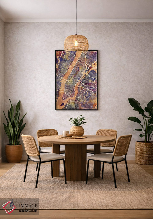 تابلو دکوراتیو نقشه خیابان های شهر نیویورک IV اثر مایکل تامپست - D4B