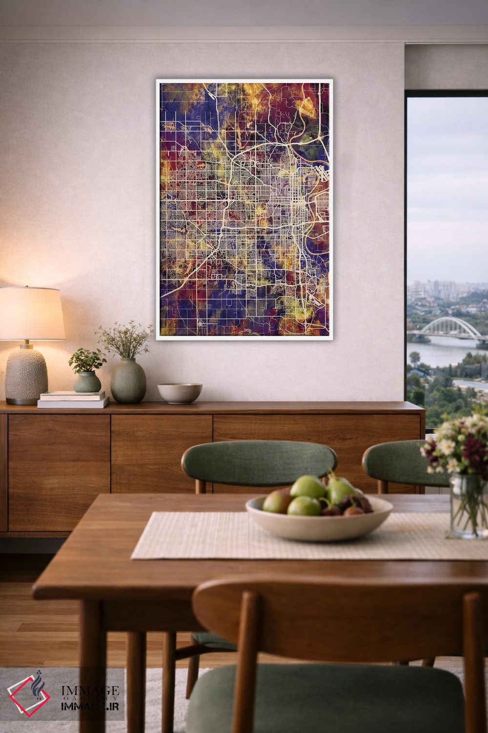 تابلو دکوراتیو نقشه شهر اوماها نبراسکا II اثر مایکل تامپست - D5W