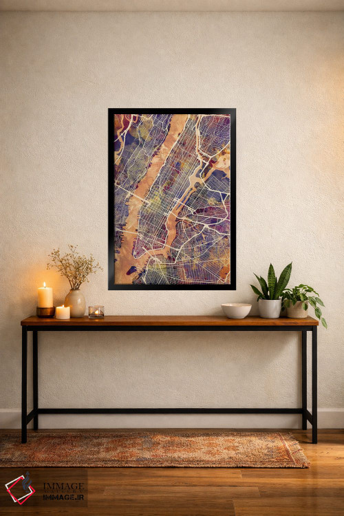 تابلو دکوراتیو نقشه خیابان های شهر نیویورک IV اثر مایکل تامپست - D5B