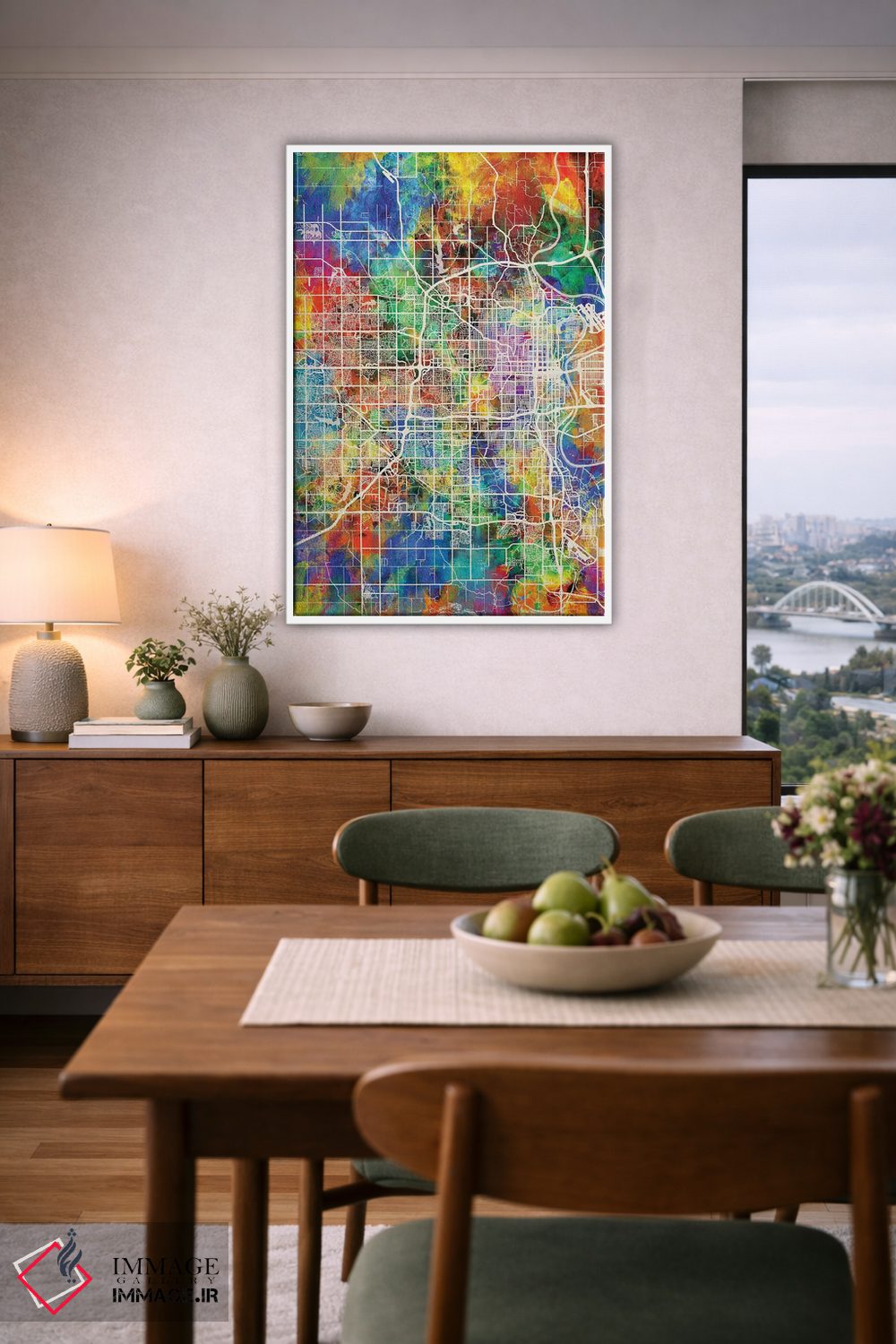 تابلو دکوراتیو نقشه شهر اوماها نبراسکا I اثر مایکل تامپست - D5W