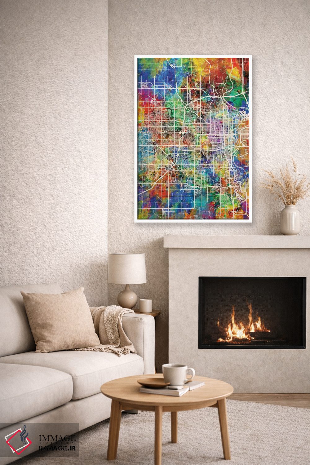 تابلو دکوراتیو نقشه شهر اوماها نبراسکا I اثر مایکل تامپست - D6W