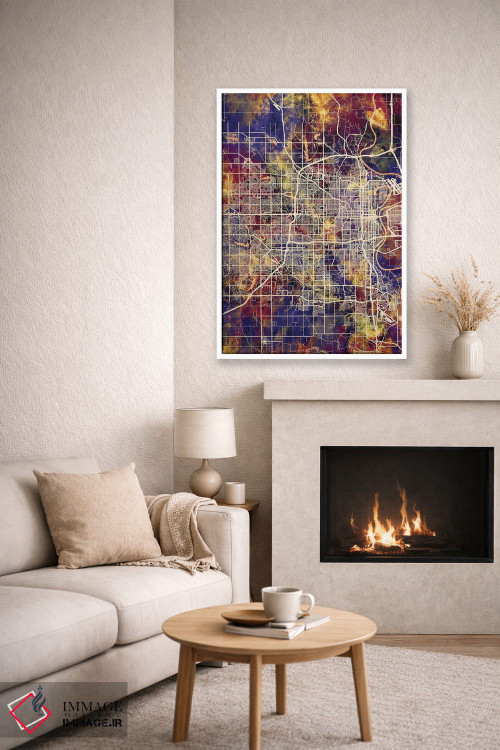 تابلو دکوراتیو نقشه شهر اوماها نبراسکا II اثر مایکل تامپست - D6W