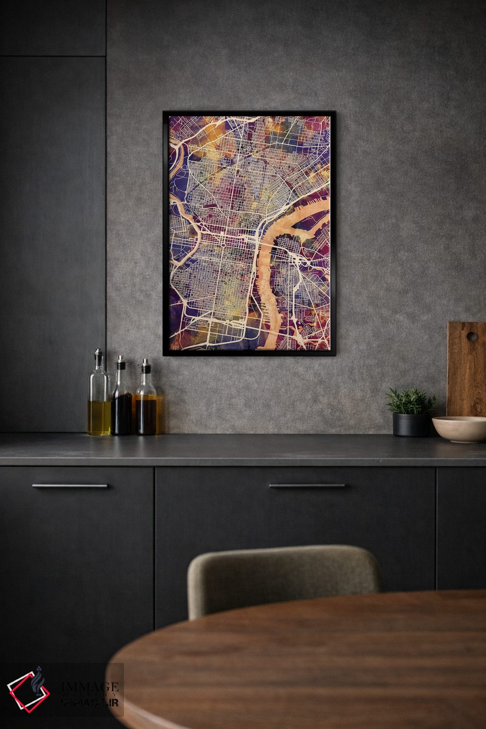 تابلو دکوراتیو نقشه خیابان های شهر فیلادلفیا پنسیلوانیا I اثر مایکل تامپست - D2B
