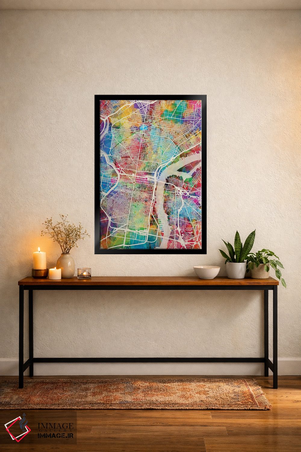 تابلو دکوراتیو نقشه خیابان های فیلادلفیا پنسیلوانیا II اثر مایکل تامپست - D5B