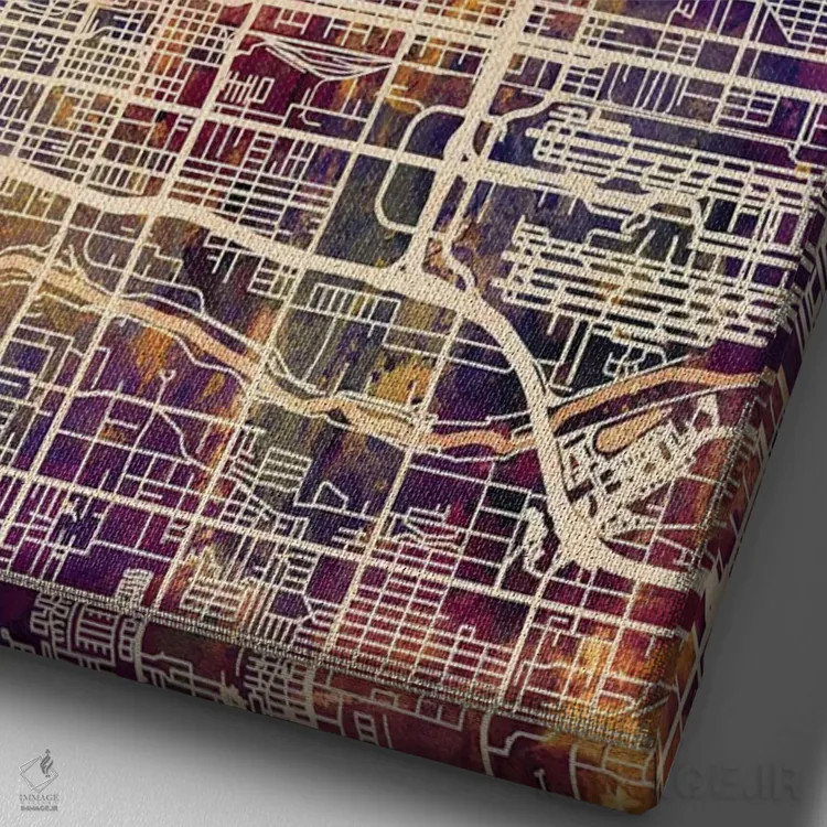 تابلو دکوراتیو نقشه شهر فونیکس آریزونا II اثر مایکل تامپست - نمای نزدیک بافت بوم