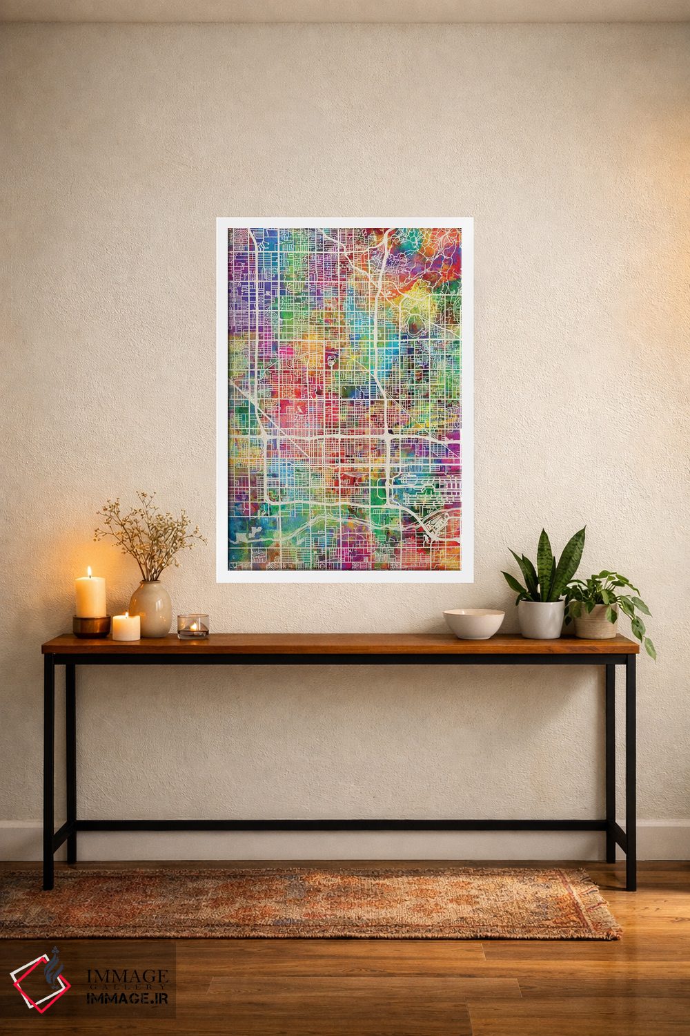 تابلو دکوراتیو نقشه شهر فونیکس آریزونا I اثر مایکل تامپست - D3W