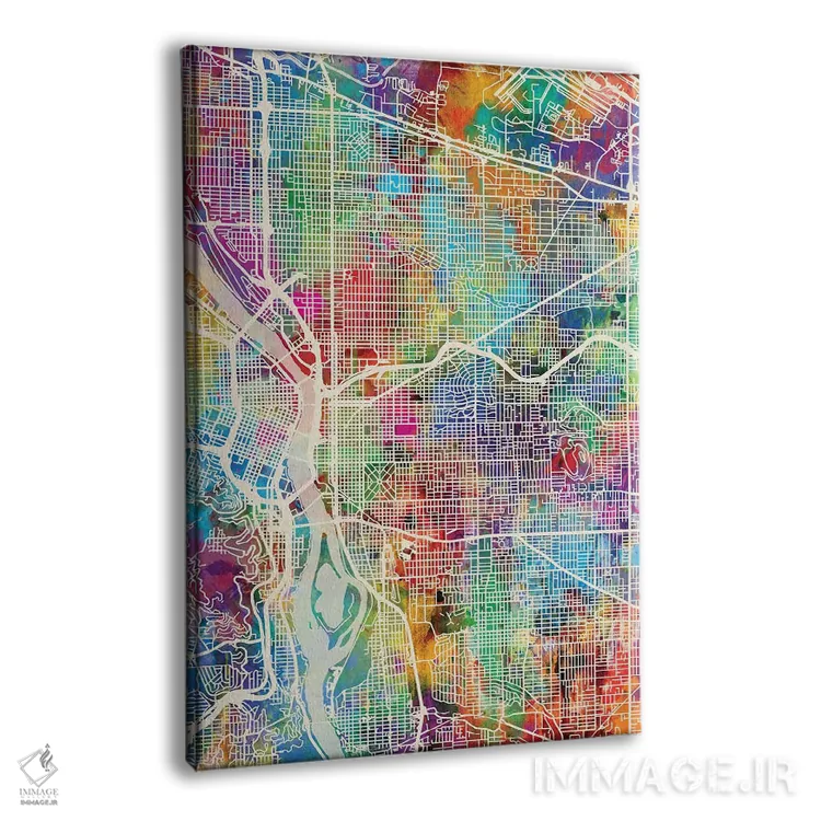 تابلو دکوراتیو نقشه شهر پورتلند اورگن I اثر مایکل تامپست - نمای پرسپکتیو محصول