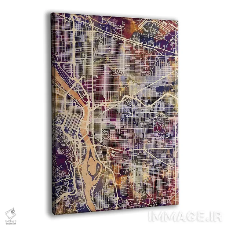 تابلو دکوراتیو نقشه شهر پورتلند اورگن II اثر مایکل تامپست - نمای پرسپکتیو محصول