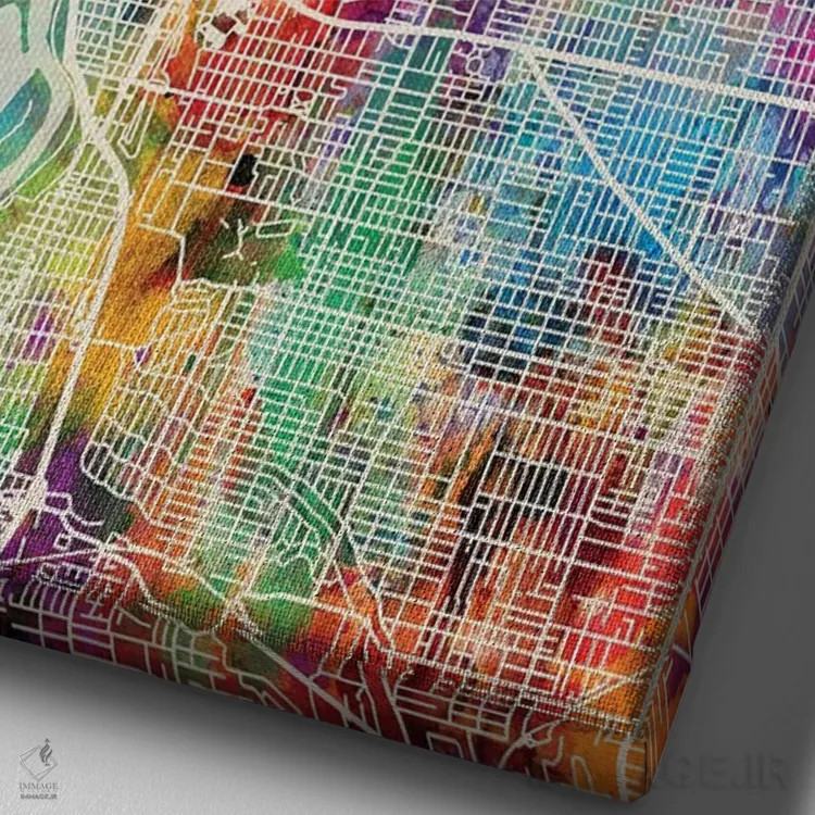 تابلو دکوراتیو نقشه شهر پورتلند اورگن I اثر مایکل تامپست - نمای نزدیک بافت بوم