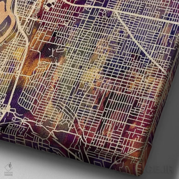 تابلو دکوراتیو نقشه شهر پورتلند اورگن II اثر مایکل تامپست - نمای نزدیک بافت بوم