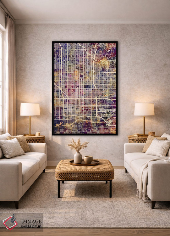 تابلو دکوراتیو نقشه شهر فونیکس آریزونا II اثر مایکل تامپست - D2B