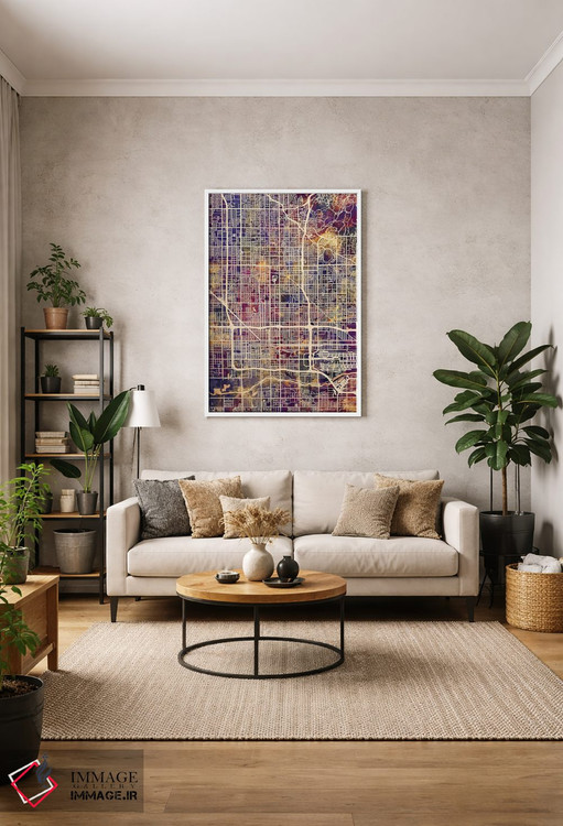 تابلو دکوراتیو نقشه شهر فونیکس آریزونا II اثر مایکل تامپست - D1W