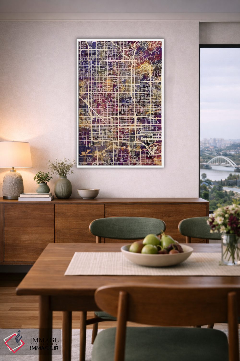 تابلو دکوراتیو نقشه شهر فونیکس آریزونا II اثر مایکل تامپست - D6W