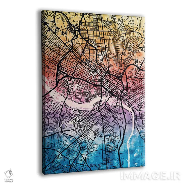 تابلو دکوراتیو نقشه شهر ریچموند ویرجینیا IV اثر مایکل تامپست - نمای پرسپکتیو محصول