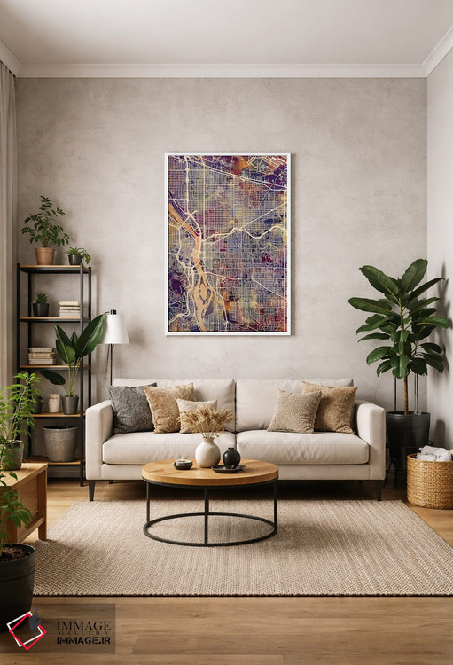 تابلو دکوراتیو نقشه شهر پورتلند اورگن II اثر مایکل تامپست - D1W