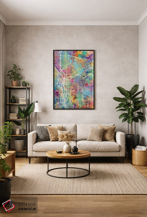 تابلو دکوراتیو نقشه شهر پورتلند اورگن I اثر مایکل تامپست - D2B