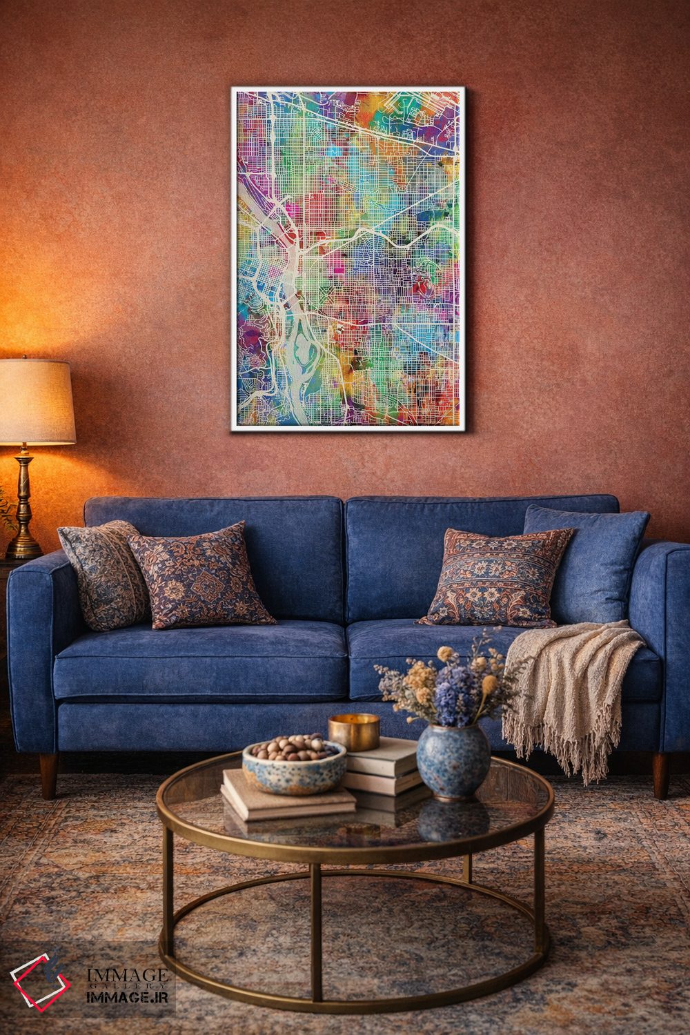 تابلو دکوراتیو نقشه شهر پورتلند اورگن I اثر مایکل تامپست - D4W