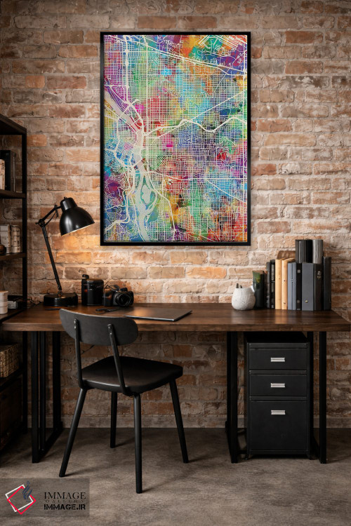 تابلو دکوراتیو نقشه شهر پورتلند اورگن I اثر مایکل تامپست - D5B