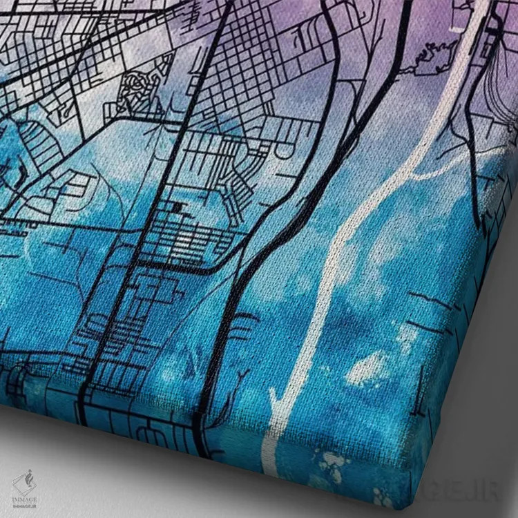تابلو دکوراتیو نقشه شهر ریچموند ویرجینیا IV اثر مایکل تامپست - نمای نزدیک بافت بوم