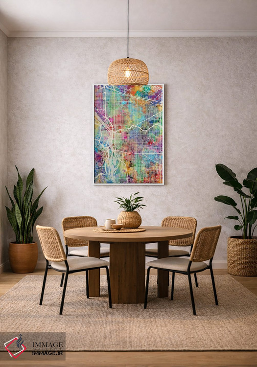تابلو دکوراتیو نقشه شهر پورتلند اورگن I اثر مایکل تامپست - D3W