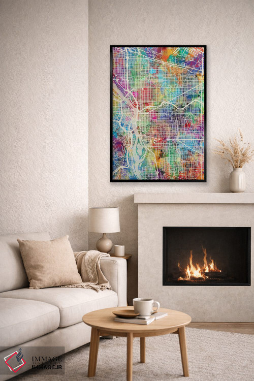 تابلو دکوراتیو نقشه شهر پورتلند اورگن I اثر مایکل تامپست - D6B
