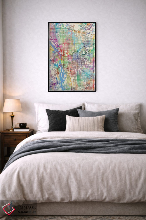 تابلو دکوراتیو نقشه شهر پورتلند اورگن III اثر مایکل تامپست - D5B