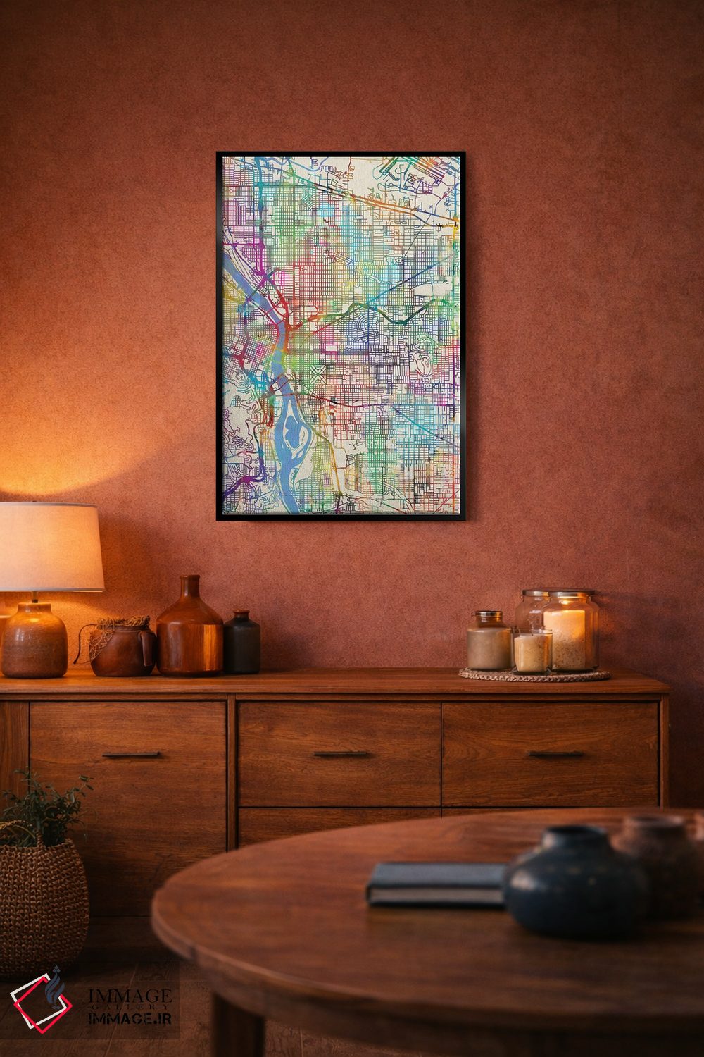 تابلو دکوراتیو نقشه شهر پورتلند اورگن III اثر مایکل تامپست - D4B