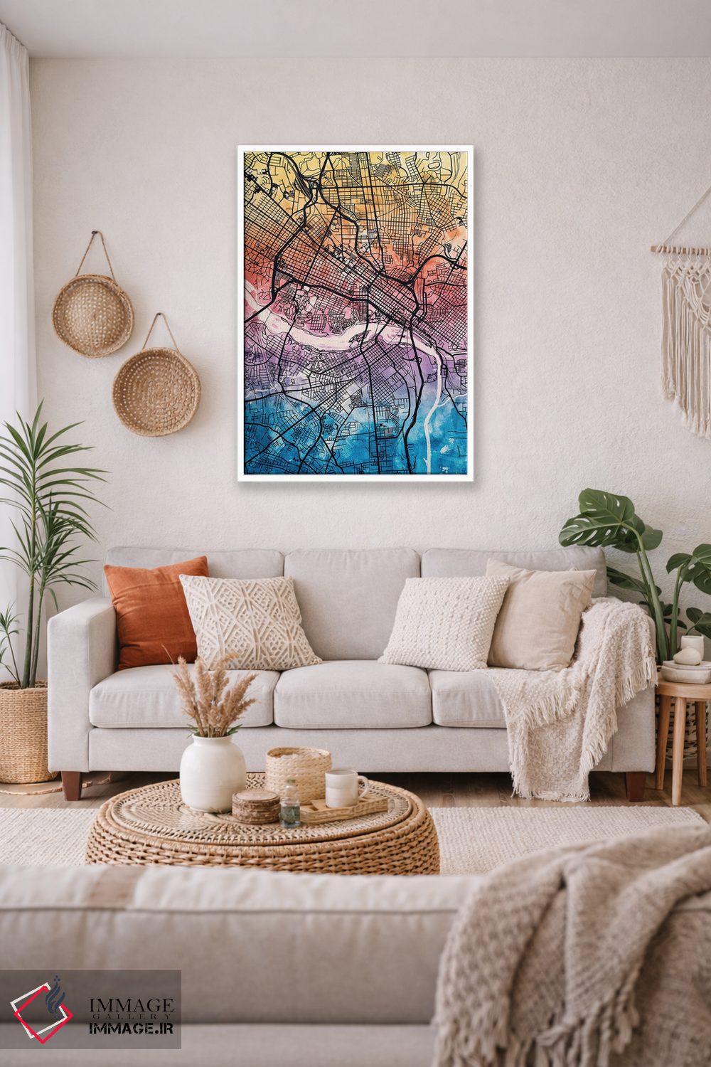 تابلو دکوراتیو نقشه شهر ریچموند ویرجینیا IV اثر مایکل تامپست - D2W