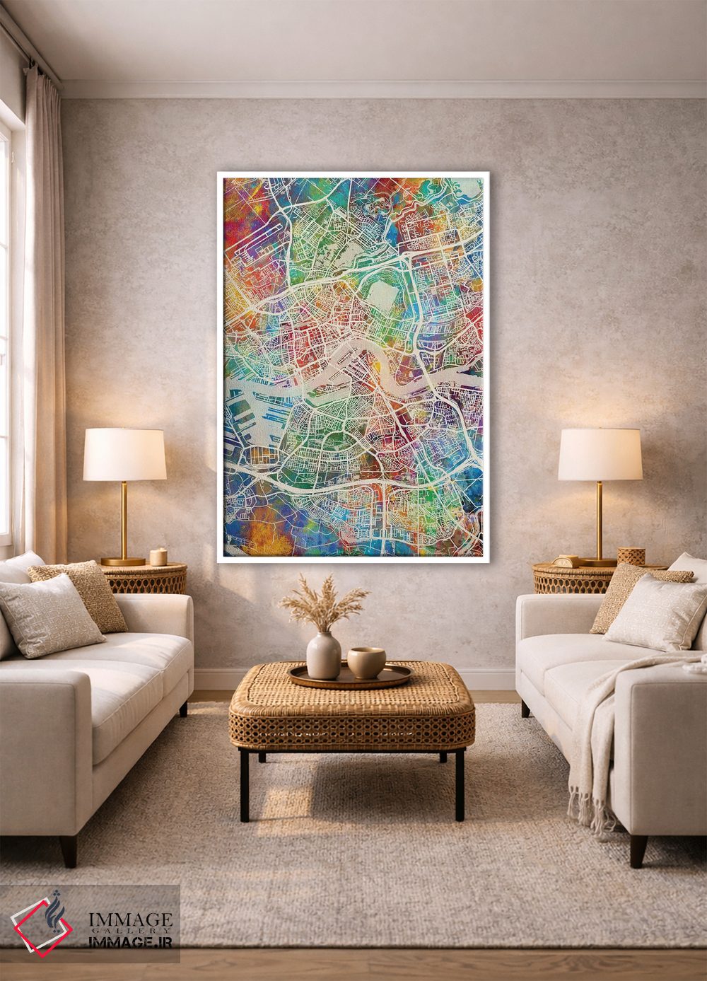 تابلو دکوراتیو نقشه شهر روتردام هلند I اثر مایکل تامپست - D1W