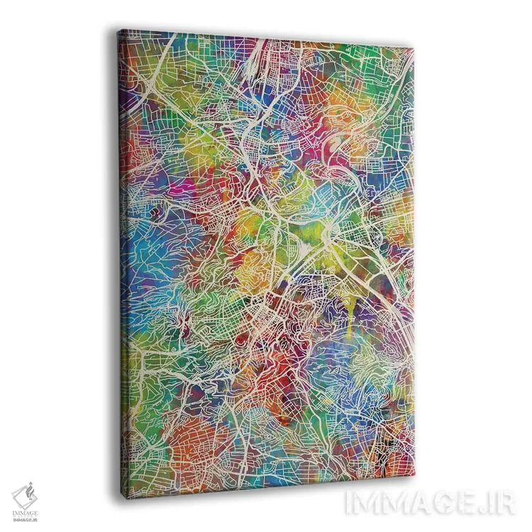تابلو دکوراتیو نقشه شهر اشتوتگارت آلمان I اثر مایکل تامپست - نمای پرسپکتیو محصول