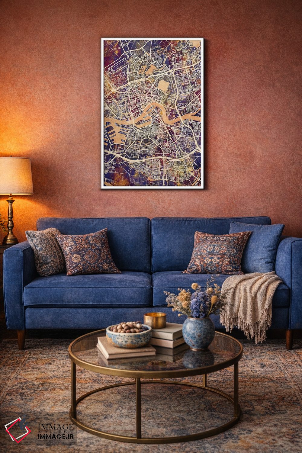 تابلو دکوراتیو نقشه شهر روتردام هلند II اثر مایکل تامپست - D2W