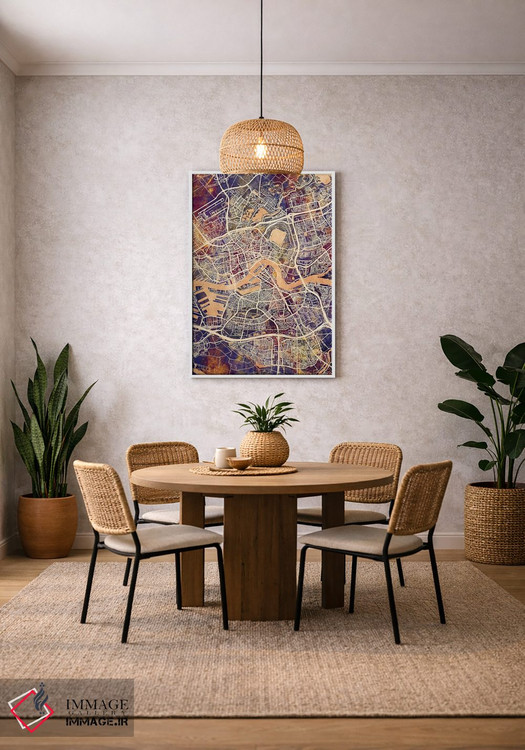 تابلو دکوراتیو نقشه شهر روتردام هلند II اثر مایکل تامپست - D1W
