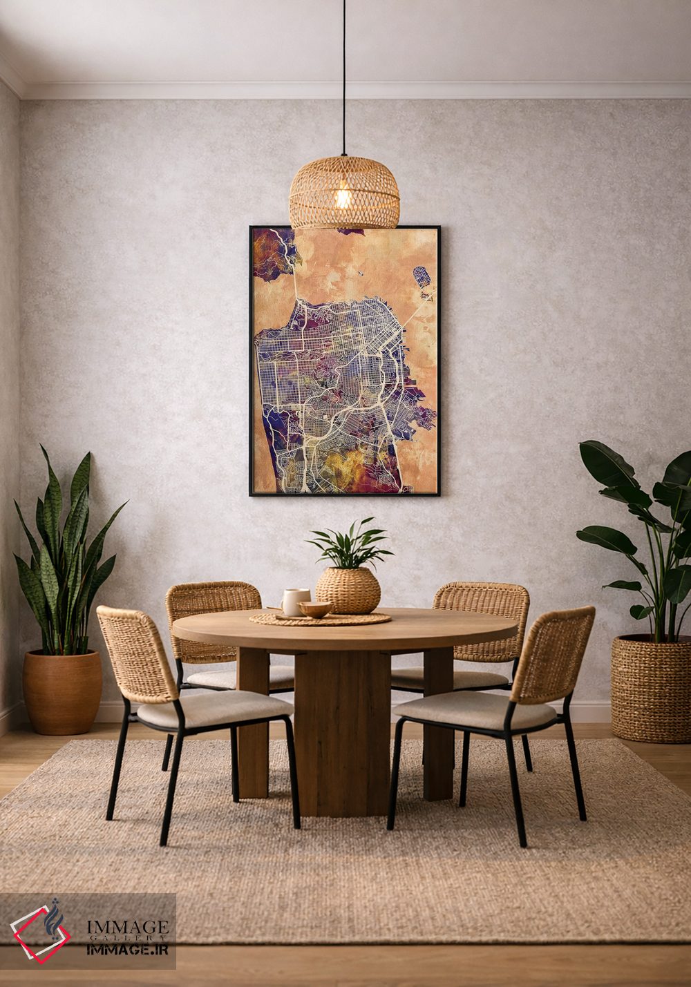 تابلو دکوراتیو نقشه خیابان های شهر سان فرانسیسکو II اثر مایکل تامپست - D2B