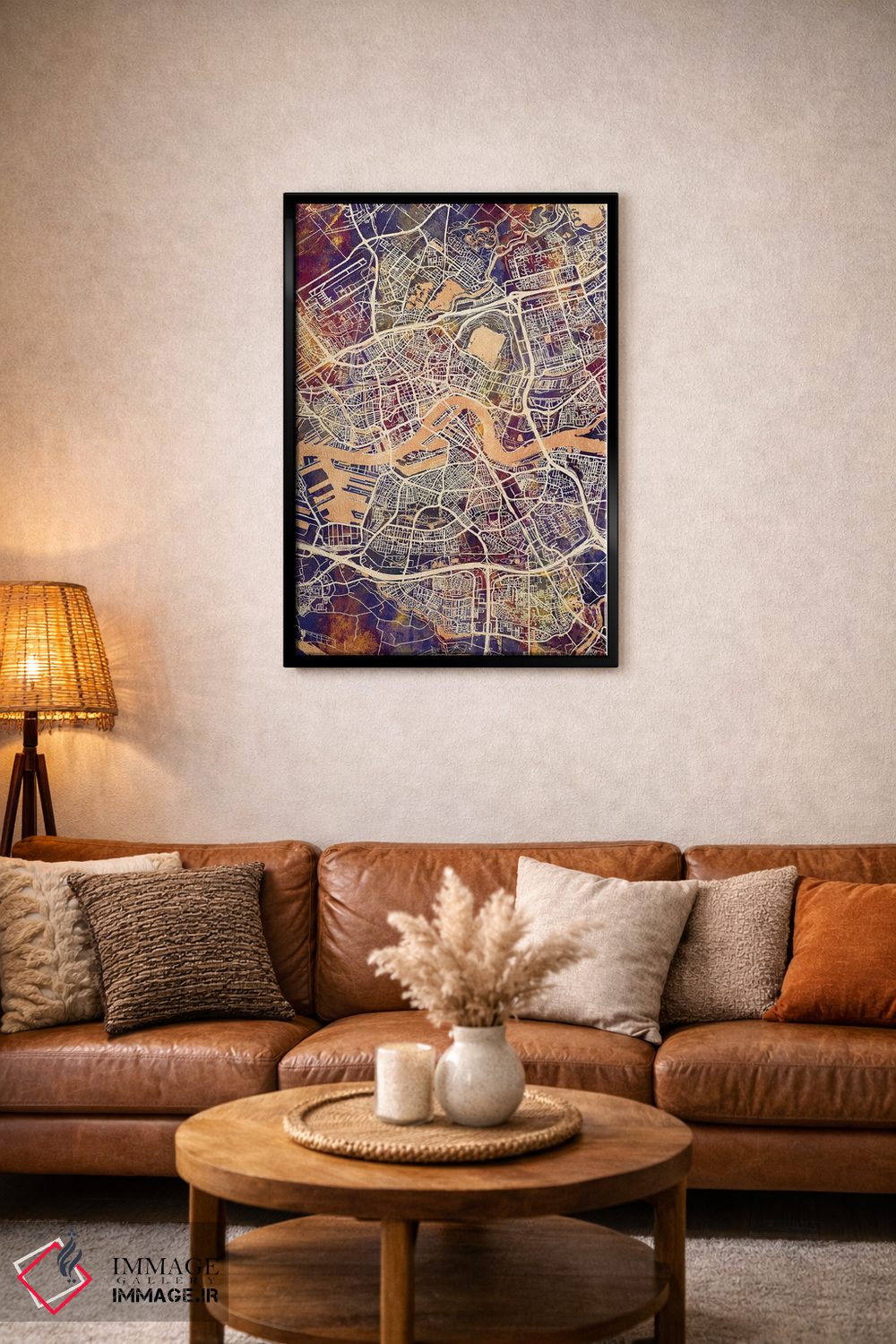 تابلو دکوراتیو نقشه شهر روتردام هلند II اثر مایکل تامپست - D3B