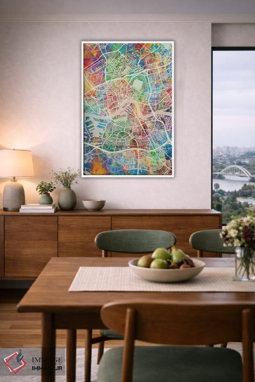 تابلو دکوراتیو نقشه شهر روتردام هلند I اثر مایکل تامپست - D5W