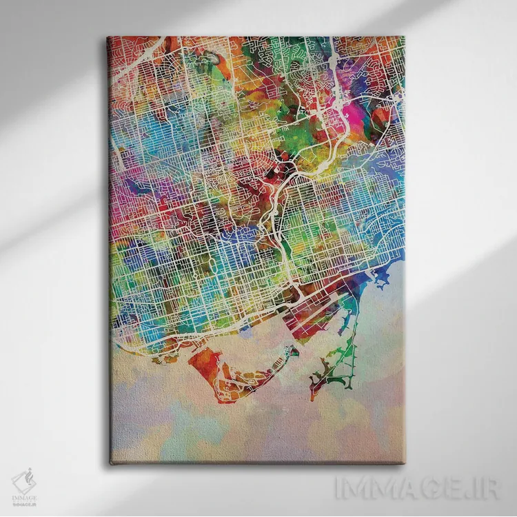تابلو دکوراتیو نقشه خیابان های تورنتو I اثر مایکل تامپست - نمای روبهرو روی دیوار