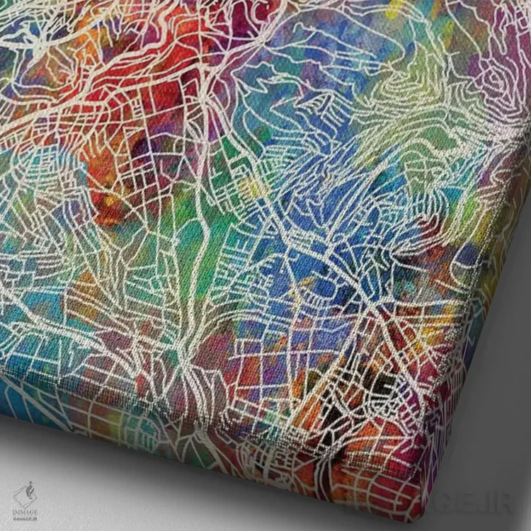 تابلو دکوراتیو نقشه شهر اشتوتگارت آلمان I اثر مایکل تامپست - نمای نزدیک بافت بوم