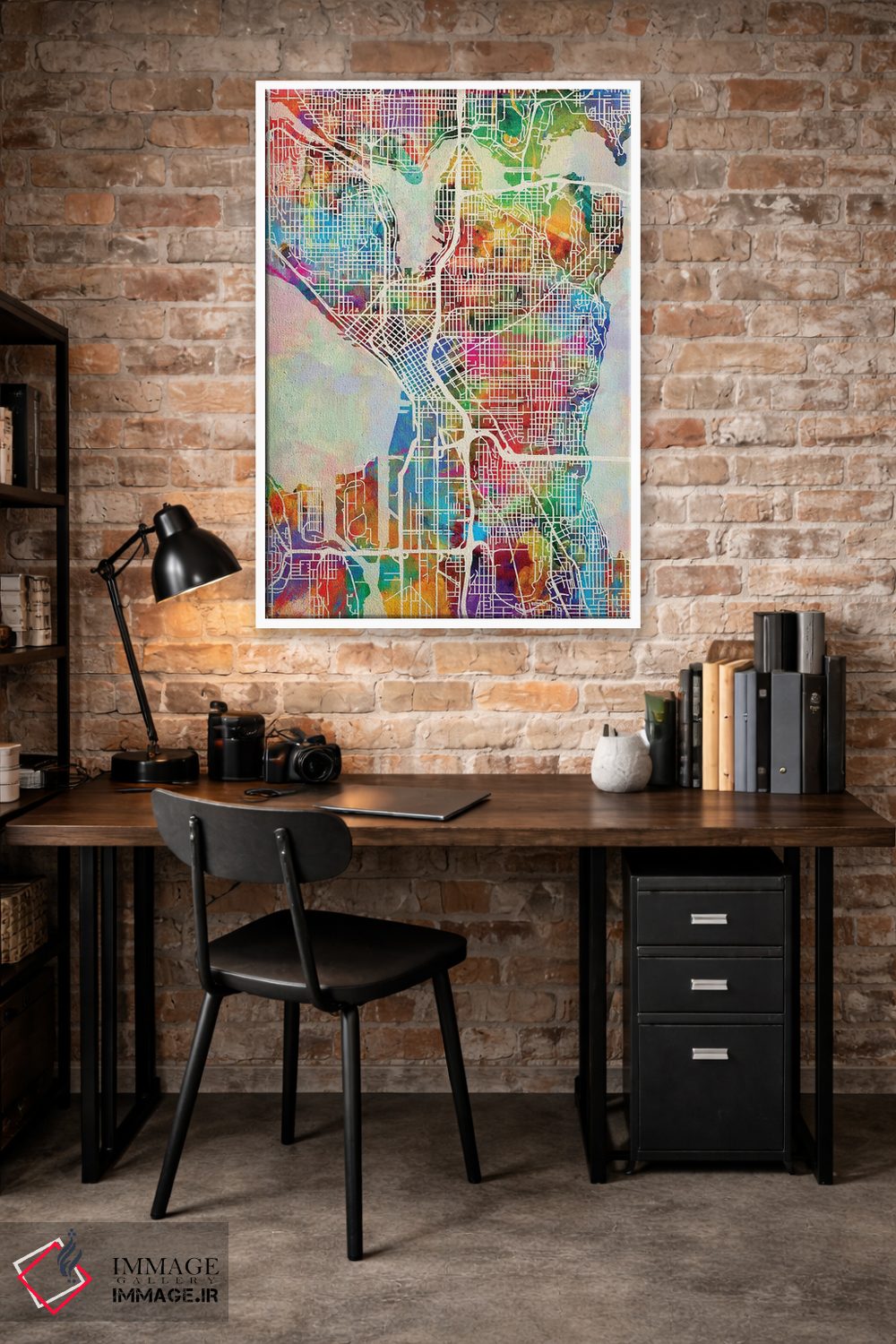 تابلو دکوراتیو نقشه خیابان های سیاتل واشنگتن I اثر مایکل تامپست - D1W