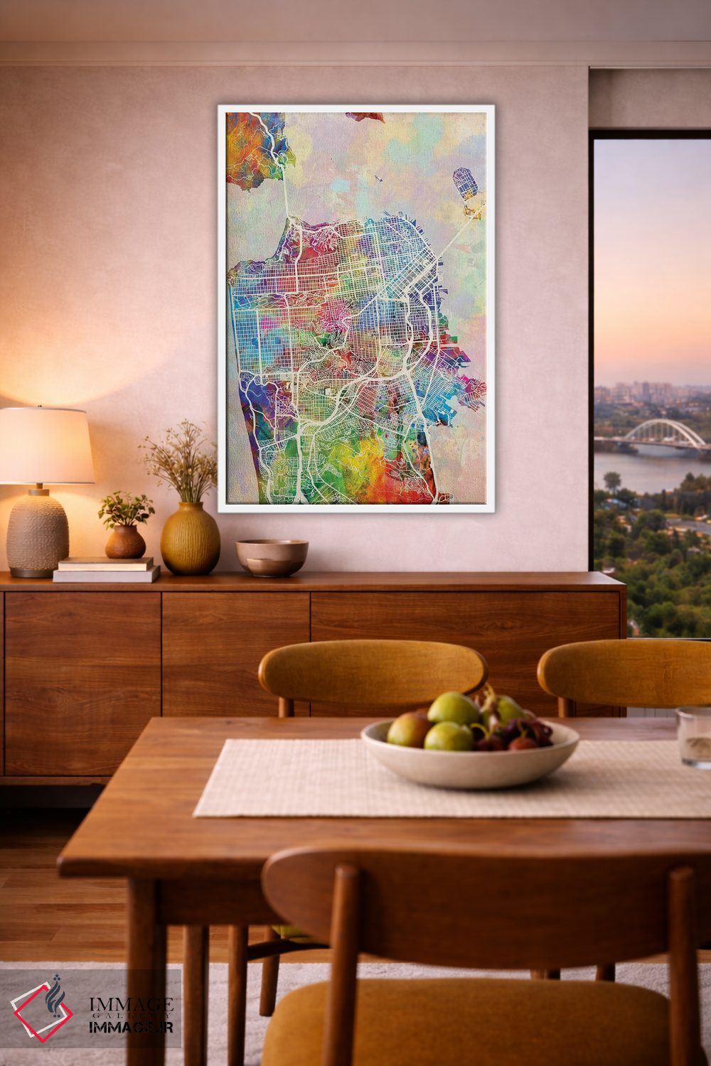 تابلو دکوراتیو نقشه خیابان های شهر سان فرانسیسکو I اثر مایکل تامپست - D5W