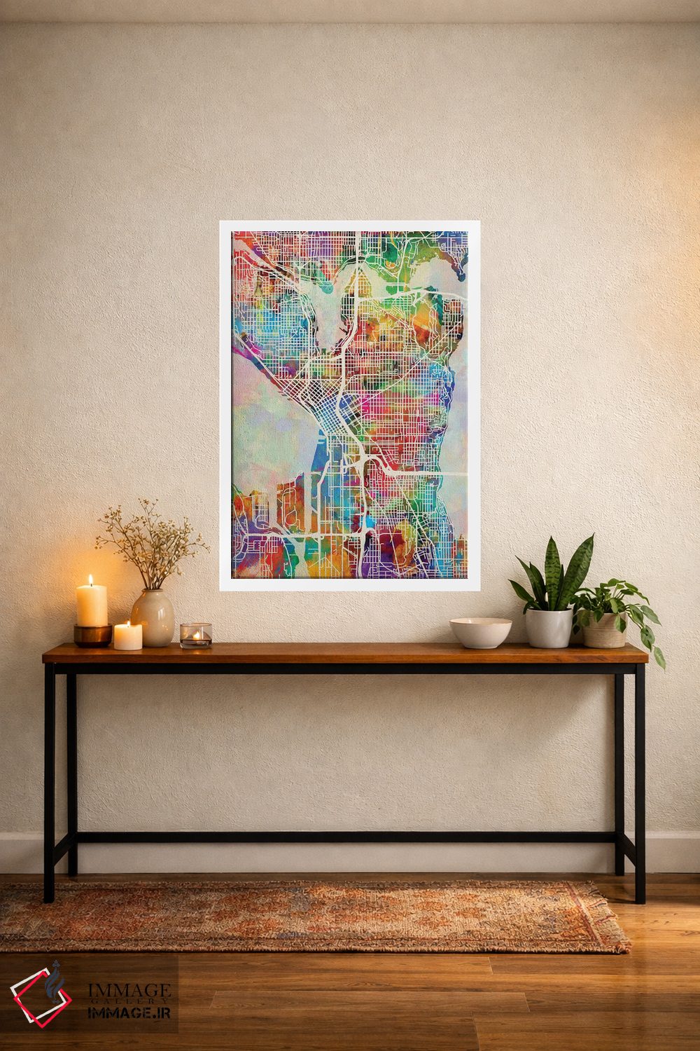 تابلو دکوراتیو نقشه خیابان های سیاتل واشنگتن I اثر مایکل تامپست - D2W