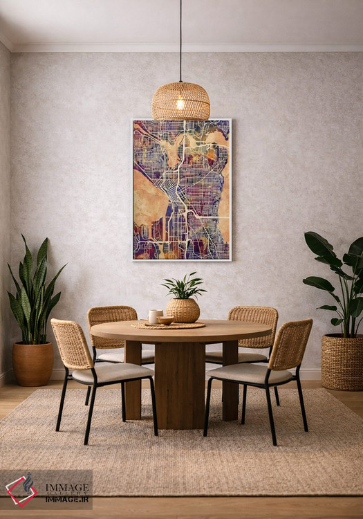 تابلو دکوراتیو نقشه خیابان های سیاتل واشنگتن II اثر مایکل تامپست - D2W