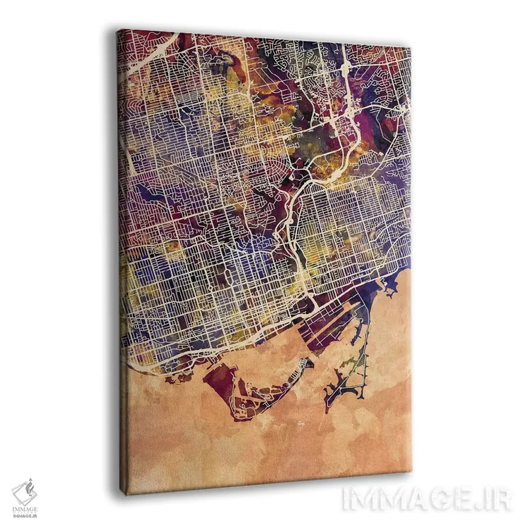 تابلو دکوراتیو نقشه خیابان های تورنتو II اثر مایکل تامپست - نمای پرسپکتیو محصول