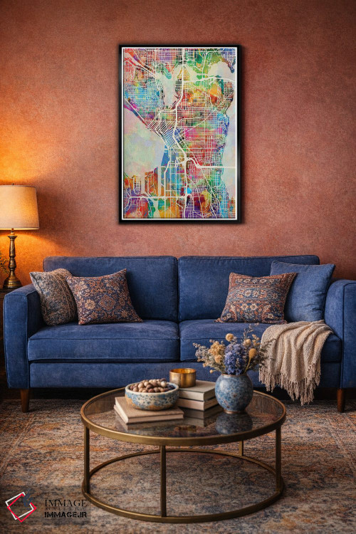 تابلو دکوراتیو نقشه خیابان های سیاتل واشنگتن I اثر مایکل تامپست - D5B