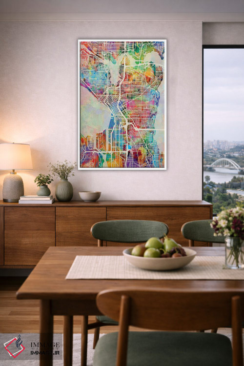 تابلو دکوراتیو نقشه خیابان های سیاتل واشنگتن I اثر مایکل تامپست - D6W