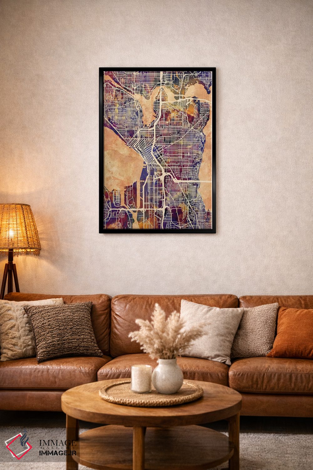 تابلو دکوراتیو نقشه خیابان های سیاتل واشنگتن II اثر مایکل تامپست - D4B