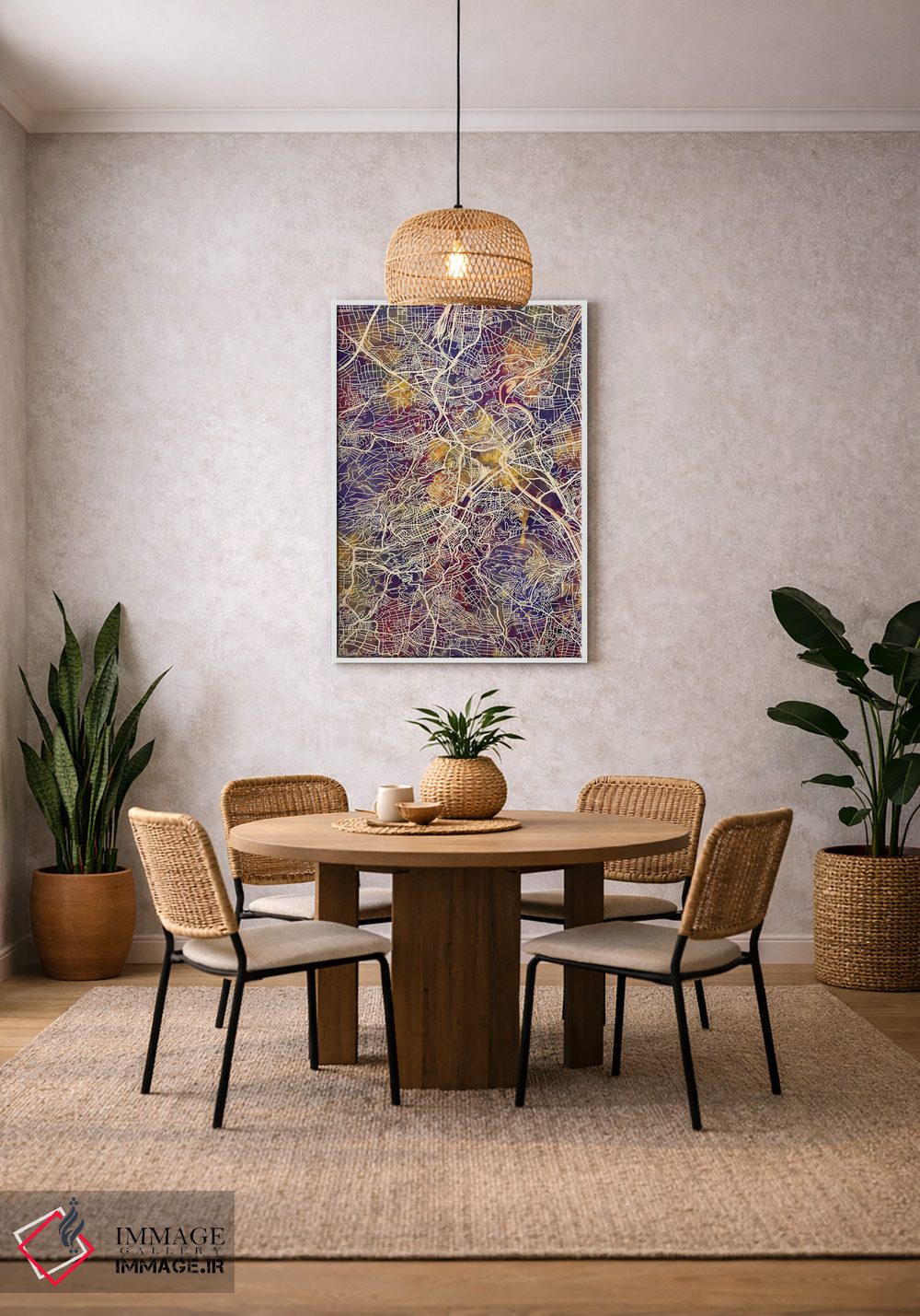 تابلو دکوراتیو نقشه شهر اشتوتگارت آلمان II اثر مایکل تامپست - D2W