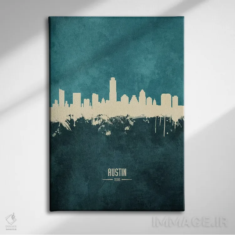 تابلو دکوراتیو منظره خط افق آستین تگزاس اثر مایکل تامپست - نمای روبهرو روی دیوار